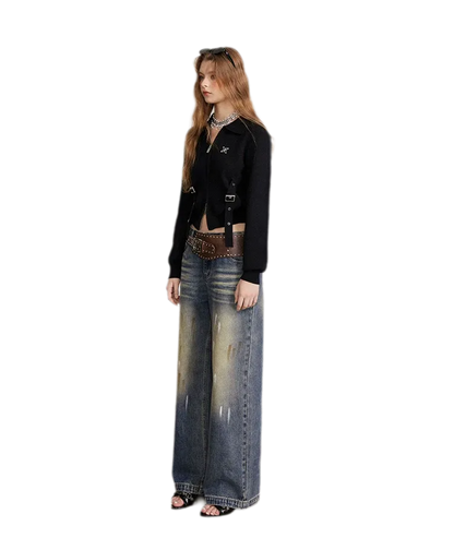 Vintage Cropped Zip Cardigan