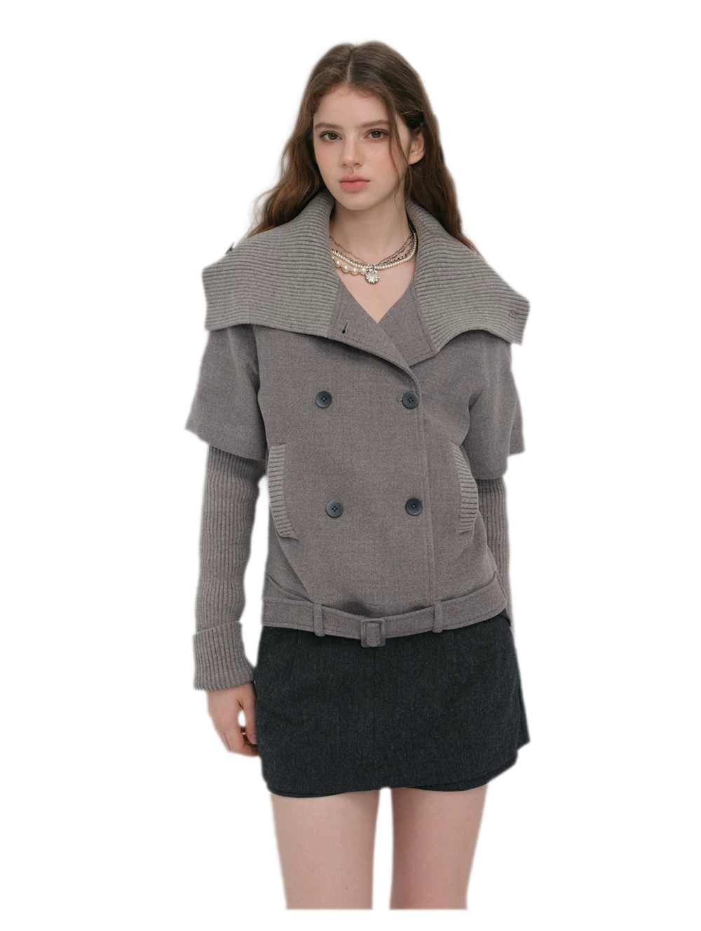 Cape Collar Cropped Jacket