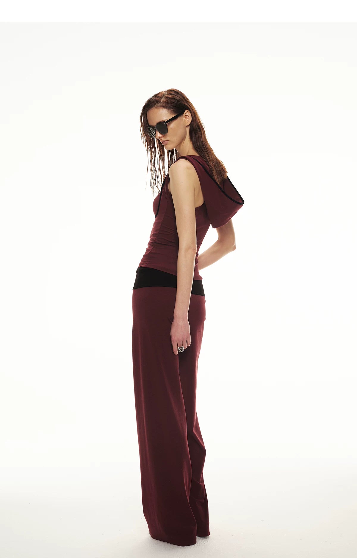 Tencel Knit Two-Piece Hoodie Vest &amp; Drawstring Pants