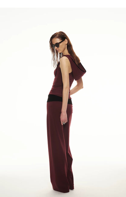 Tencel Knit Two-Piece Hoodie Vest &amp; Drawstring Pants
