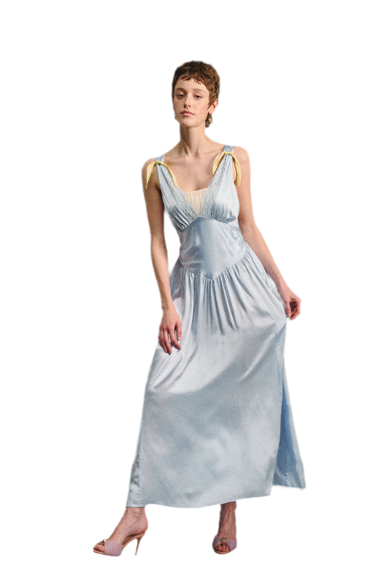 Lace Tie Satin Dress