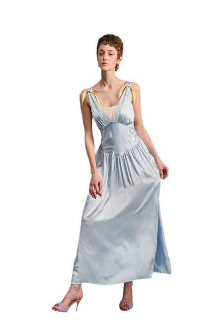 Lace Tie Satin Dress