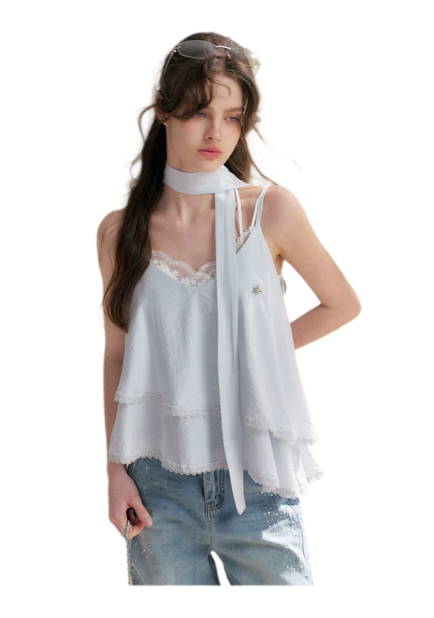 Asymmetrical Lace V-Neck Camisole