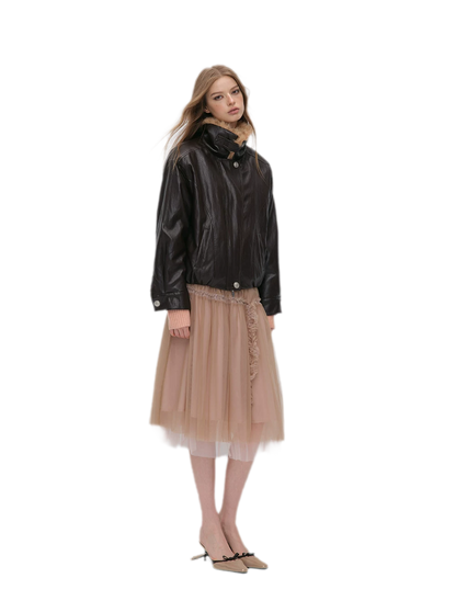 Metallic Leopard Collar Jacket