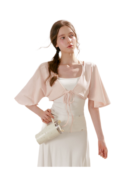 Airy Cloud Feel Halter U-Neck Vest and Batwing