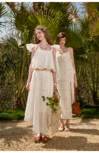 Clear White Embroidered Cotton Set