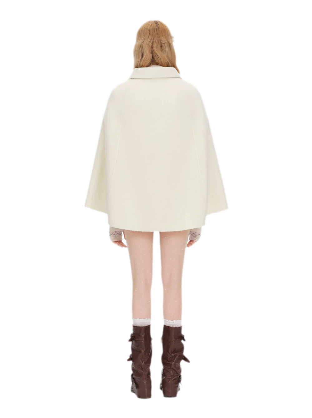 Cappotto mantella in peluche con fiocco