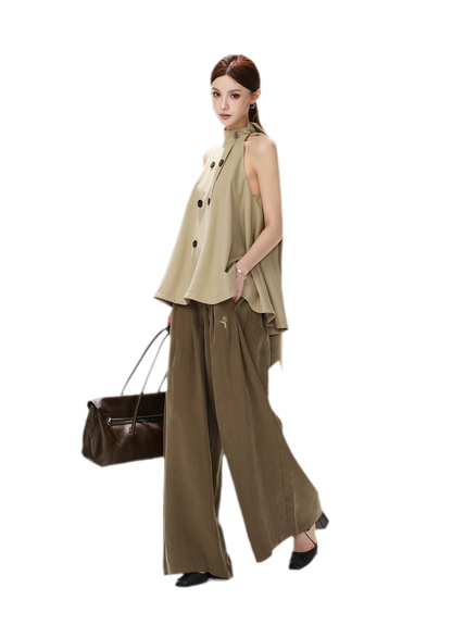 Twill Asymmetric Halter Top