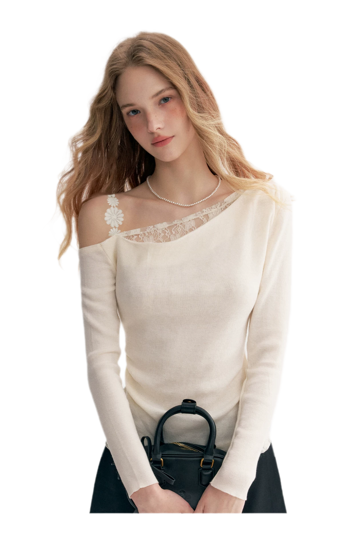 Lace Asymmetric Knit Top