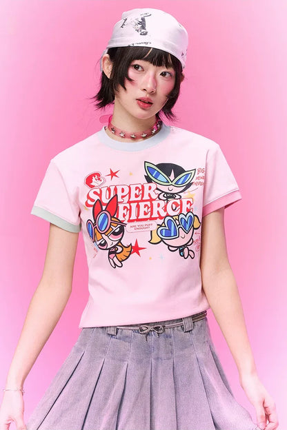 Contrast Print Fitted T-Shirt