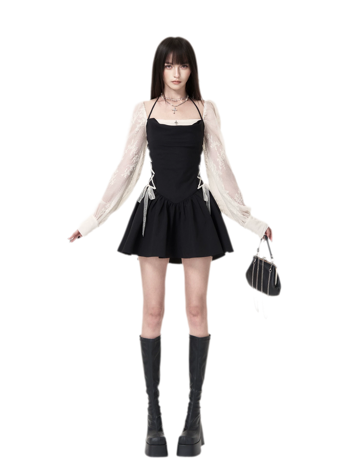 Contrast Ruched Mini Dress