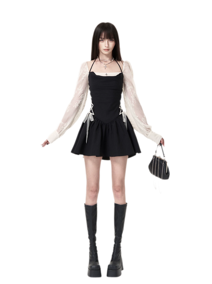 Contrast Ruched Mini Dress