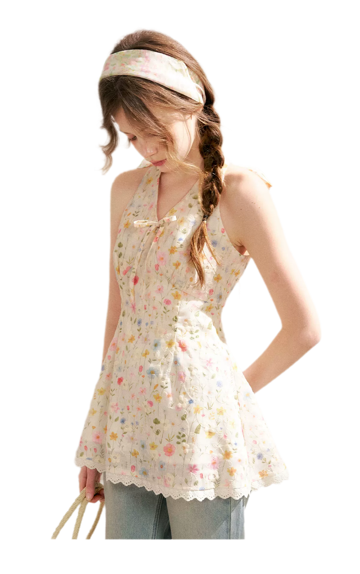 Dreamy Garden Embroidered Halter Top