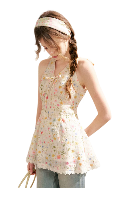 Dreamy Garden Embroidered Halter Top