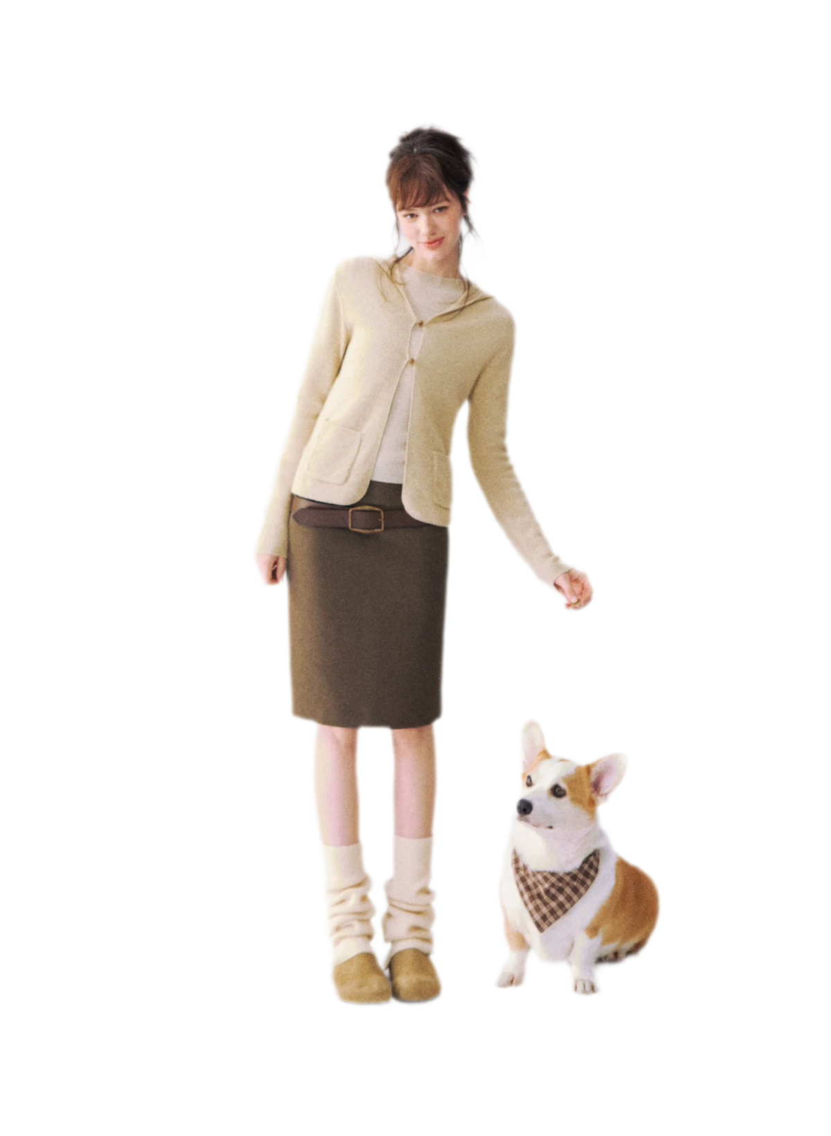 Cardigan en maille à capuche moucheté