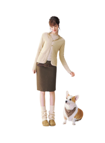 Cardigan en maille à capuche moucheté