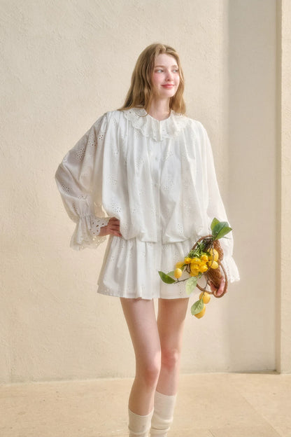 Embroidered Jacquard Shirt Dress