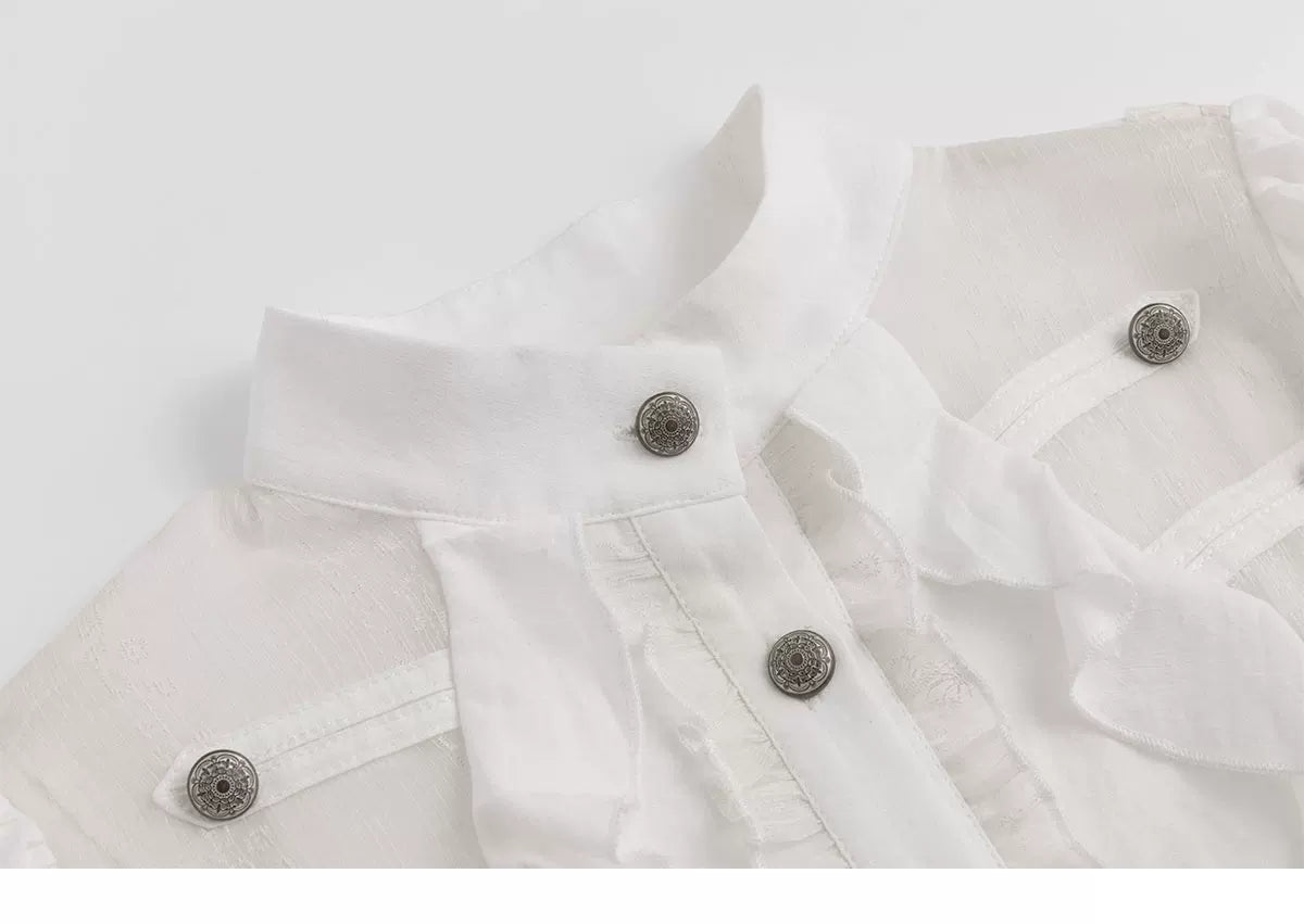 Lace Ruffle Waist Blouse