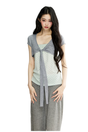 Heather Grey & Blue-Green (Cardigan) / S