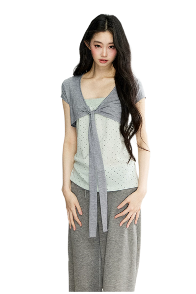 Heather Grey & Blue-Green (Cardigan) / S