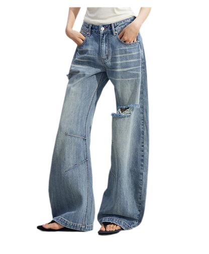 Distressed Curved Jeans