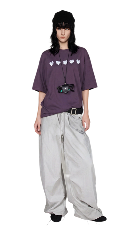 Silver Print Oversized T-Shirt