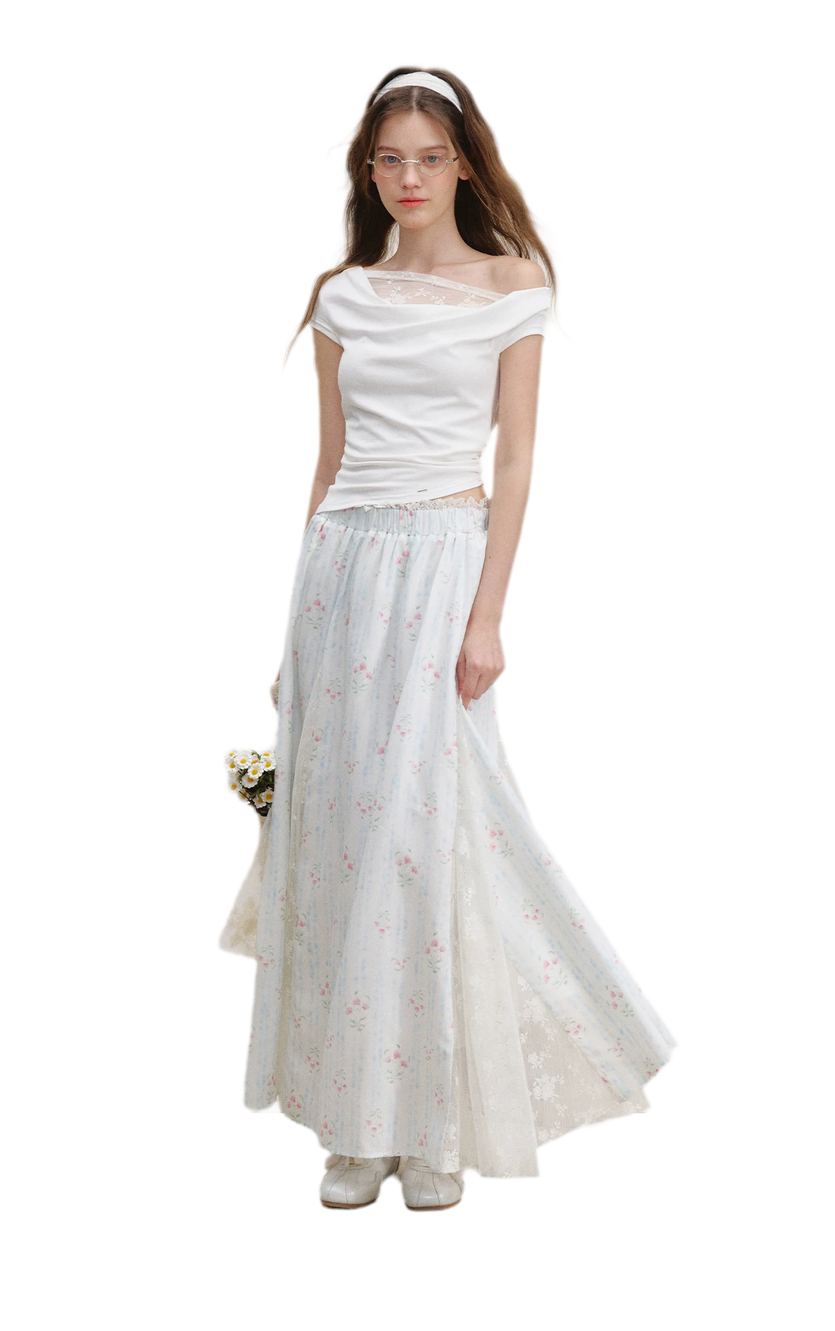 Asymmetric Lace Short Sleeve T-Shirt
