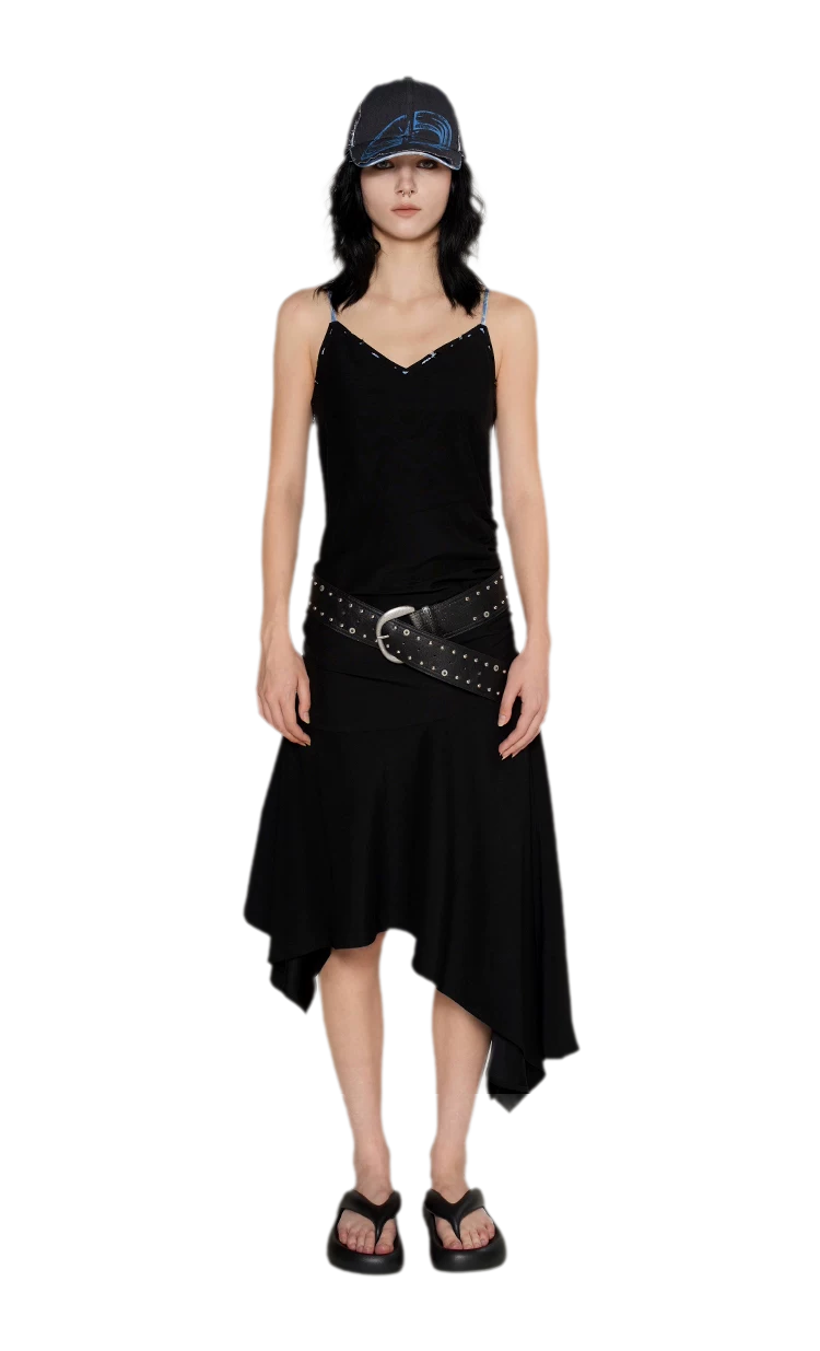 Acetate Asymmetric Slip Dress
