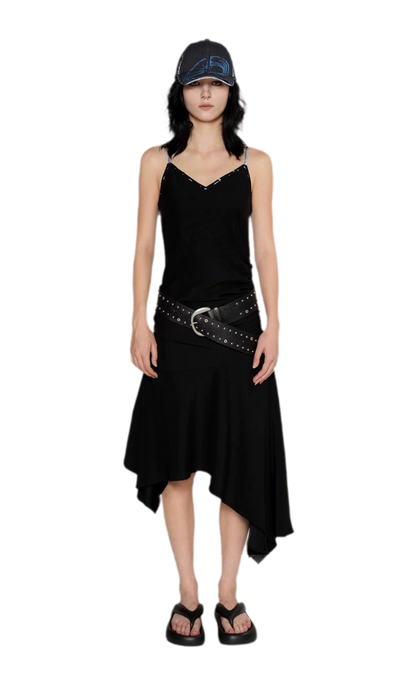 Acetate Asymmetric Slip Dress