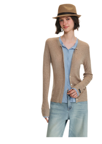 Fine Knit Contrast Cardigan