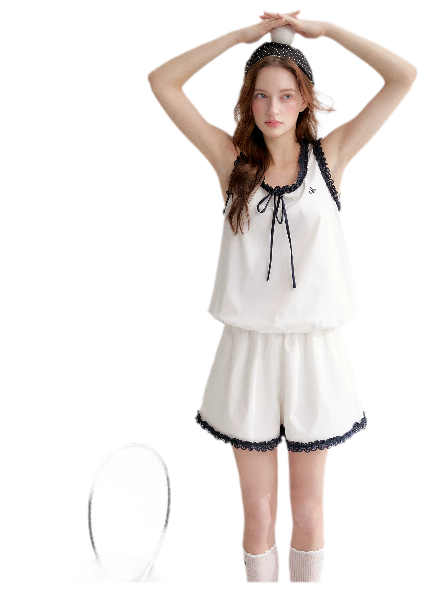 Lace Trim Embroidered Set