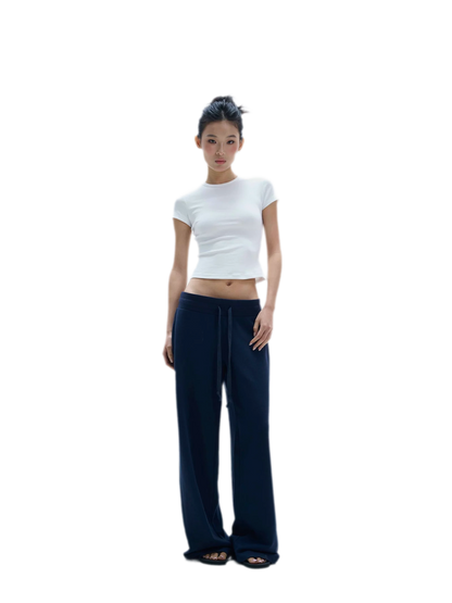 Wide-Leg Drawstring Sweatpants