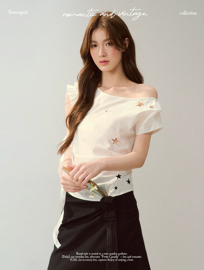 Star Embroidery Asym Shirt