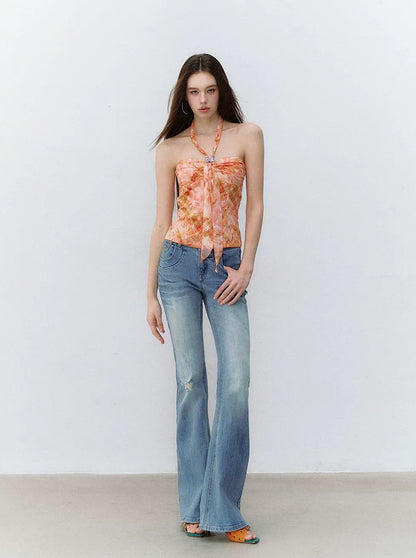 Model Vintage Washed Slim Flared Jeans