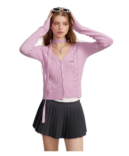 Contrast Pleated A-Line Mini Skirt