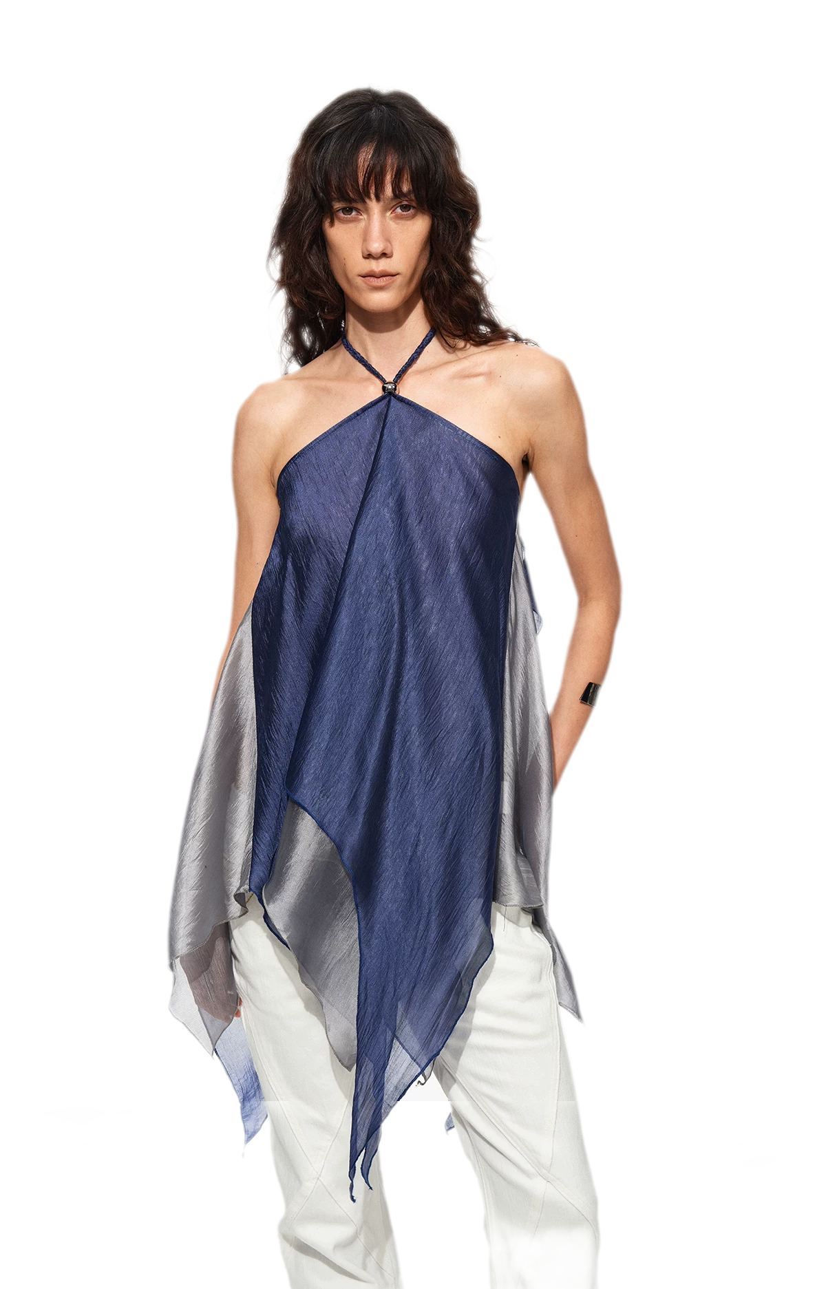 Handwoven Contrast Hem Bandeau Top