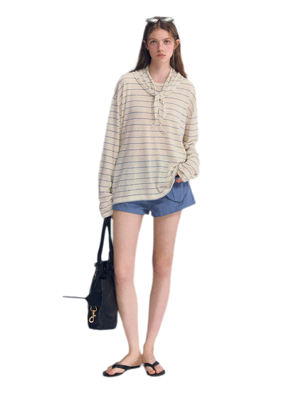 Striped Rhinestone Cotton Tee