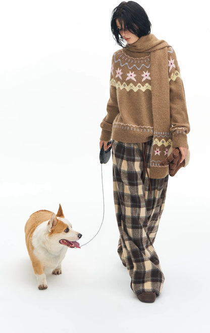 Plaid Wide-Leg Pants