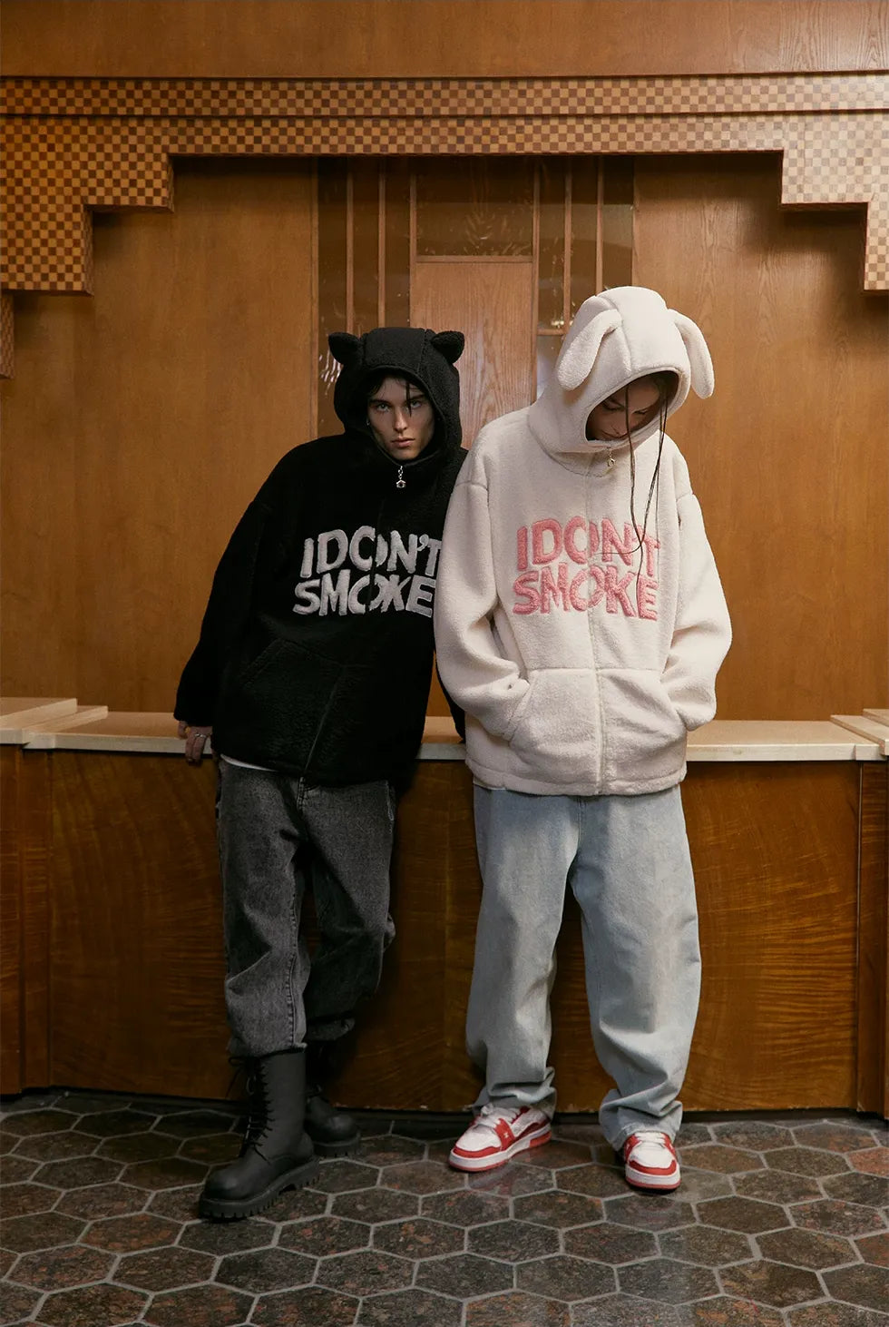 Plush Hooded Animal-Ear Jacket