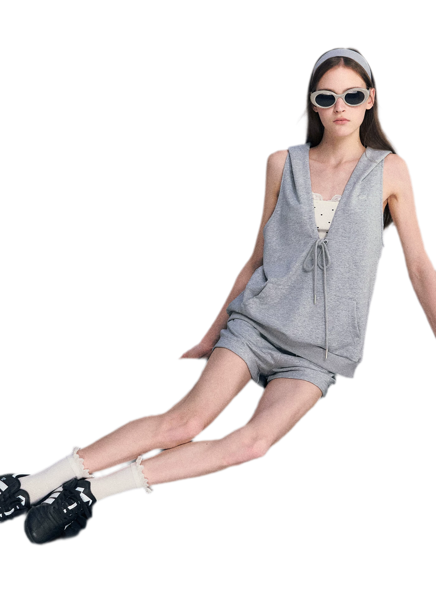 U-Neck Hoodie Vest Set