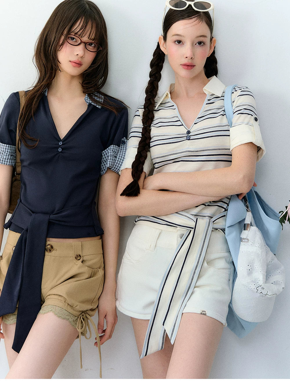 Korean Vintage Two-in-One Polo T-shirt