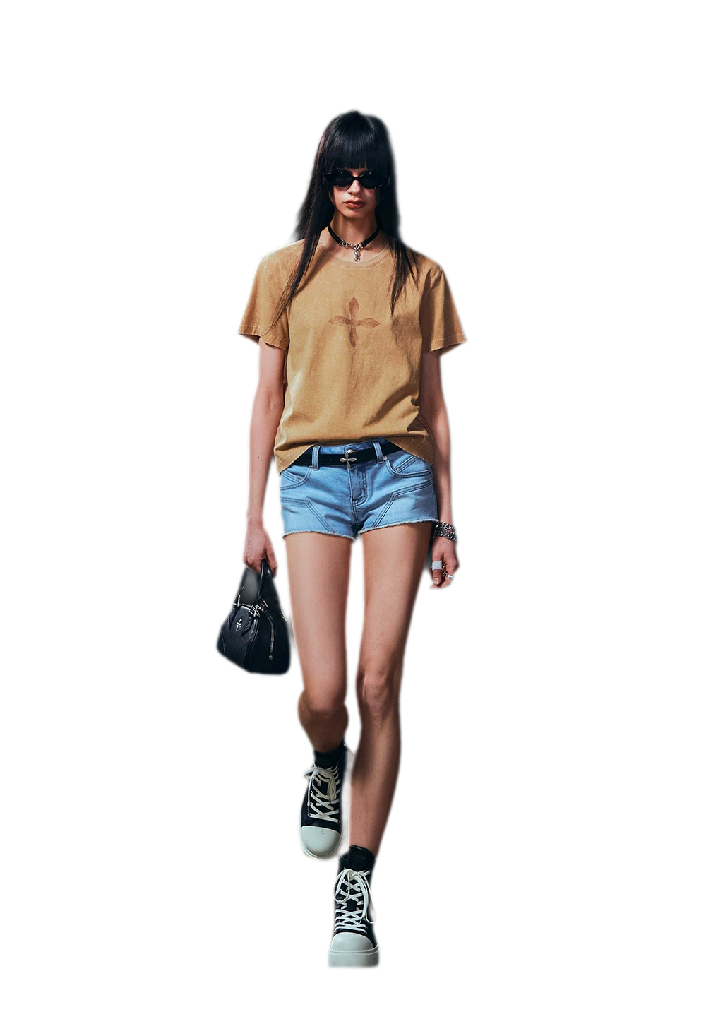 Vintage Washed Cross Embroidered Tee
