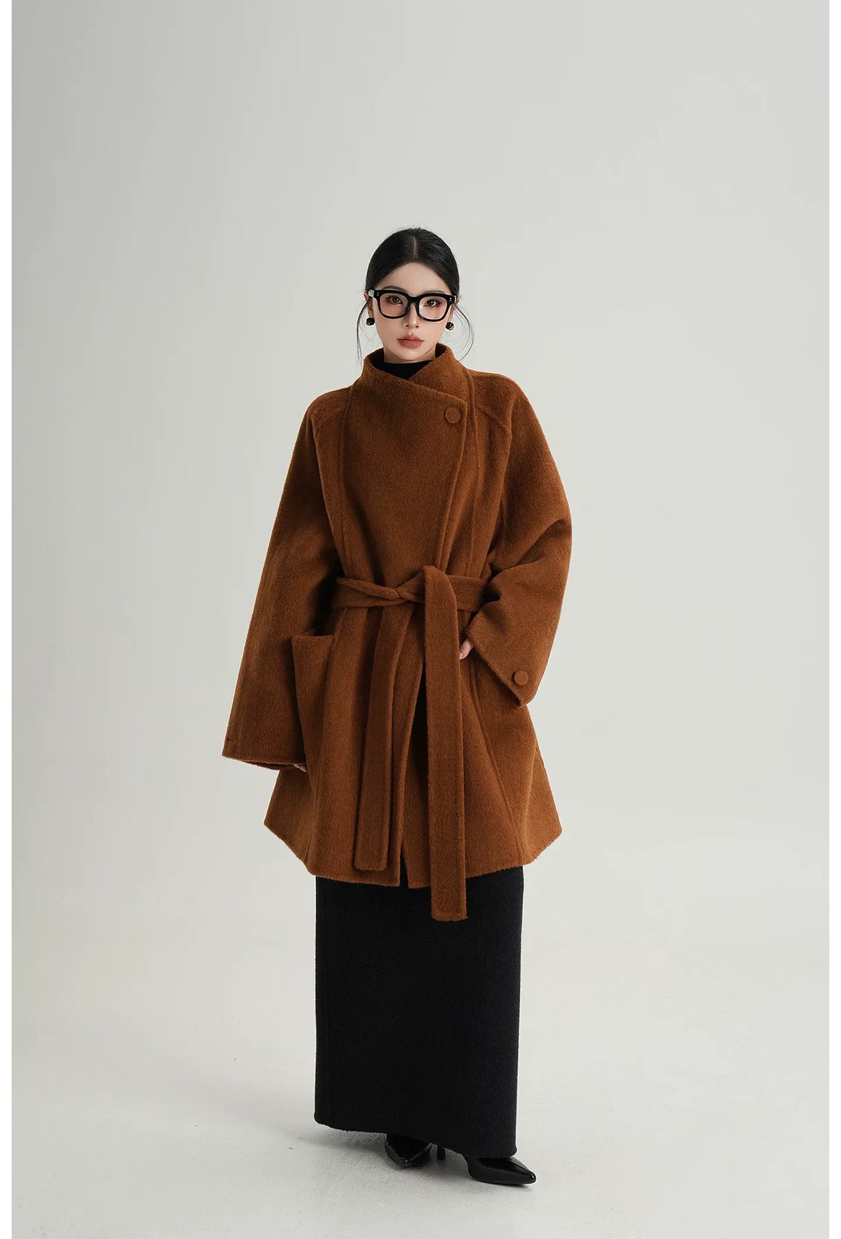 Manteau oversize en laine brossée