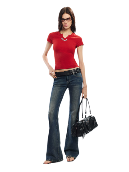 Summer V-neck Slim Fit T-shirt