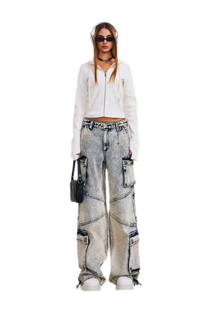 Retro Workwear Wide-Leg Pants