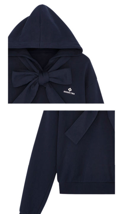 Bow Detail Cropped Hoodie
