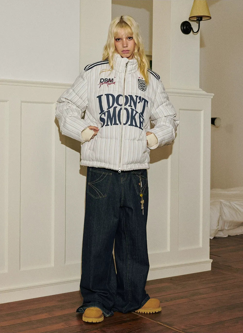 Reversible Denim Baggy Straight Pants