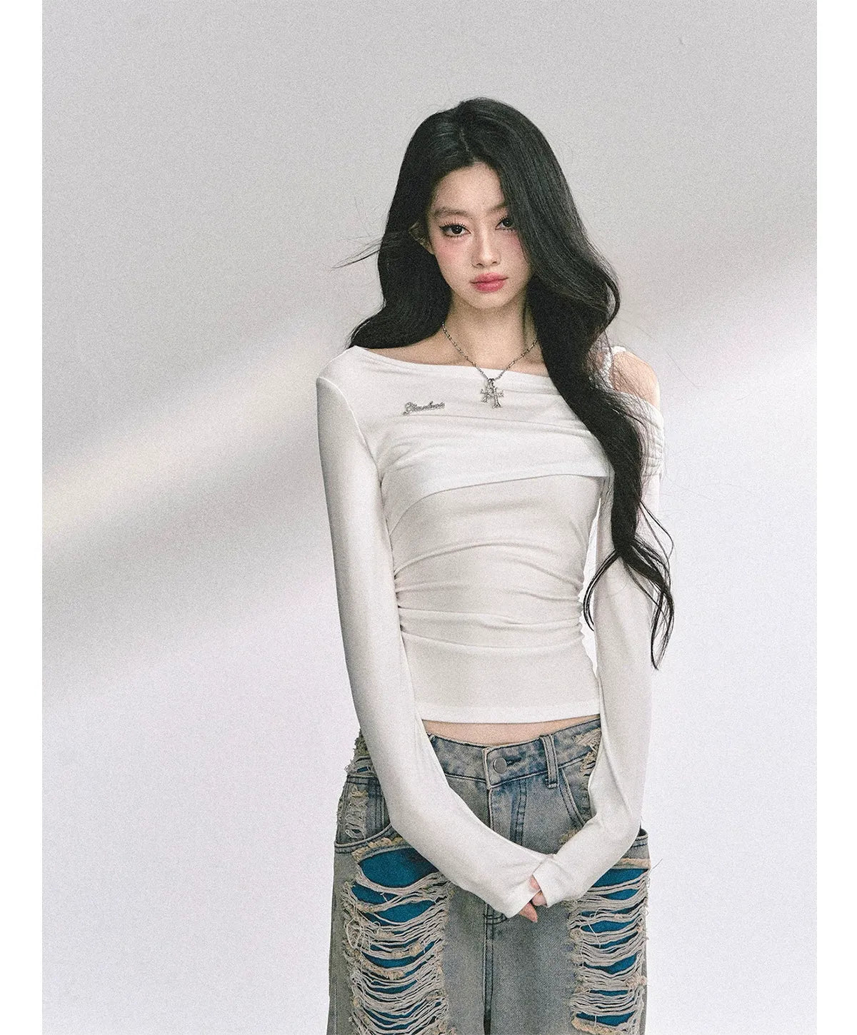 Lace Cutout Shoulder Tee