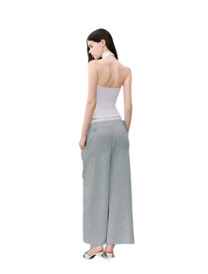 Printed Bow-Tie Halter Cropped Vest