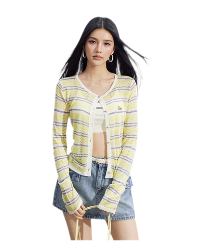 Striped Ice Silk Cardigan